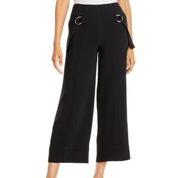 SOLD- cinq à sept Black Diana Cropped Wide Leg High Rise Pants Size 10 - Picture 1 of 13